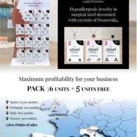 Υποαλλεργικά σκουλαρίκια STEEL PHARMA ανοξείδωτο ατσάλι & κρύσταλλα Swarovski® 50 τμχ 42τμχ+8 ΔΩΡΟ!