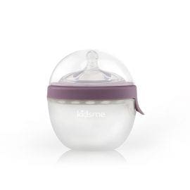 2 σε 1 Οβάλ Μπιμπερό Σιλικόνης  – 2 in 1 Silicone Oval Feeding System PLUM – KID0090