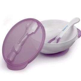 Μπωλ με Κουτάλι Θερμοκρασίας – Suction Bowl with Ideal Temperature Feeding Spoon Set PLUM – KID0094