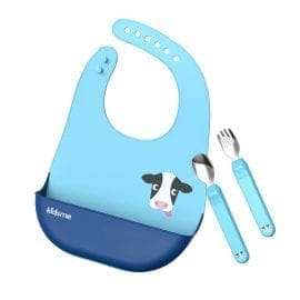 Σαλιάρα Σιλικόνης με Κουταλοπίρουνο – Deluxe Dining Set AQUAMARINE – KID0057