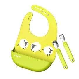 Σαλιάρα Σιλικόνης με Κουταλοπίρουνο – Deluxe Dining Set LIME – KID0023