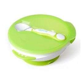 Μπολ με Κουτάλι Θερμοκρασίας – Suction Bowl  With Ideal Temperature Feeding Spoon Set LIME – KID0054