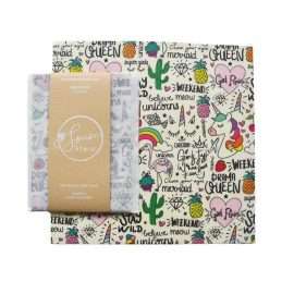 Βeeswax food wrap. Περιτύλιγμα φαγητού από οργανικό βαμβάκι και μελισσοκέρι 25x25cm POWER GIRL
