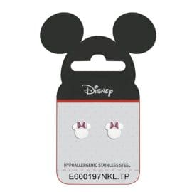 Disney For Pharmacy-Minnie pink glitter Enamel bow – Yποαλλεργικά σκουλαρίκια