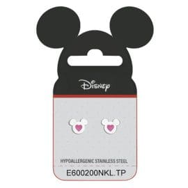 Disney For Pharmacy-Mickey Pink enamel Heart  – Yποαλλεργικά σκουλαρίκια