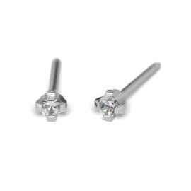 Σκουλαρίκια Τρυπήματος Ζιργκόν Με Ασημί Βάση 2mm Studex