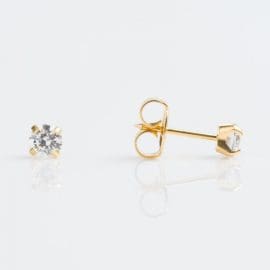 Σκουλαρίκια Τρυπήματος Ζιργκόν Με Χρυσή Βάση 4mm Studex