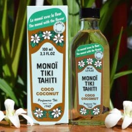 Monoi Tiki Coconut in glass bottle Λάδι Περιποίησης Προσώπου : Σώματος, σε γυάλινο μπουκάλι, με άρωμα Καρύδα, 100ml