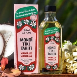 Monoi Tiki Vanilla in glass bottle Λάδι Περιποίησης Προσώπου : Σώματος, σε γυάλινο μπουκάλι, με άρωμα Βανίλια, 100ml