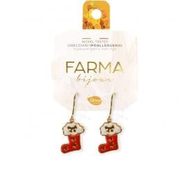 Υποαλλεργικά Σκουλαρίκια Κρεμαστές Χριστουγεννιάτικες Κάλτσες 25mm (BEXM-09) Farma Bijoux