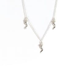 Υποαλλεργικό Κολιέ με τρία Ασημί Lucky Horns  (BE1S3C) Farma Bijoux