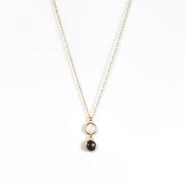 Υποαλλεργικό Κολιέ με διπλό Μαύρο & Λευκό Χαλαζία (BE1GQ12) Farma Bijoux