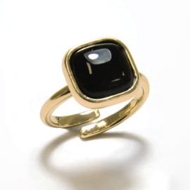 Υποαλλεργικό Δαχτυλίδι με Μαύρο Χαλαζία (BEANQ17) Farma Bijoux