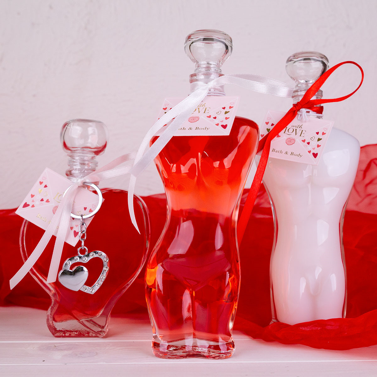 Αφρόλουτρο 200ml σε γυάλινη συσκευασία με μπρελόκ καρδιά, With Love - Accentra - Image 2