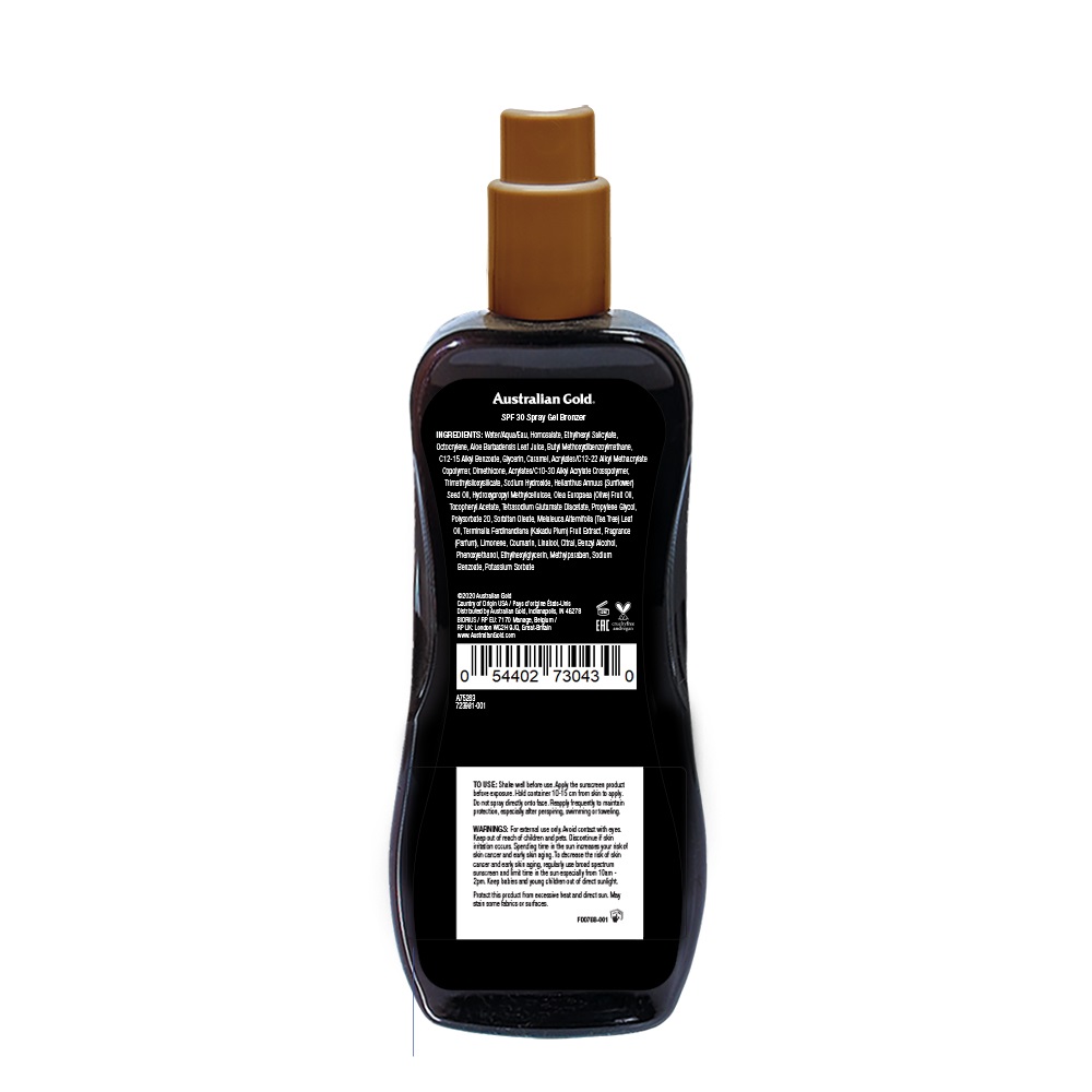 Travel sized Αντηλιακό spray gel με bronzers, με SPF 30 100ml - Australian Gold - Image 2