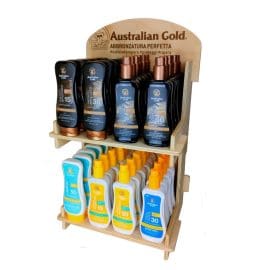 Ξύλινη βιτρίνα με 2 ράφια – Australian Gold