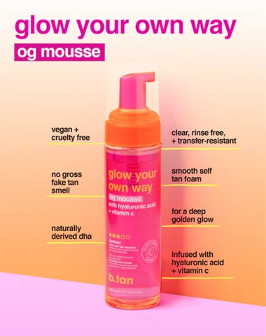Glow your own way 200ml, Διαφανές Self tan mousse κανονικής έντασης μαυρίσματος - BTan - Image 2
