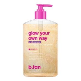 Glow your own way shimmer 473ml, Διαφανές Self tan gel μαυρίσματος με shimmer – BTan