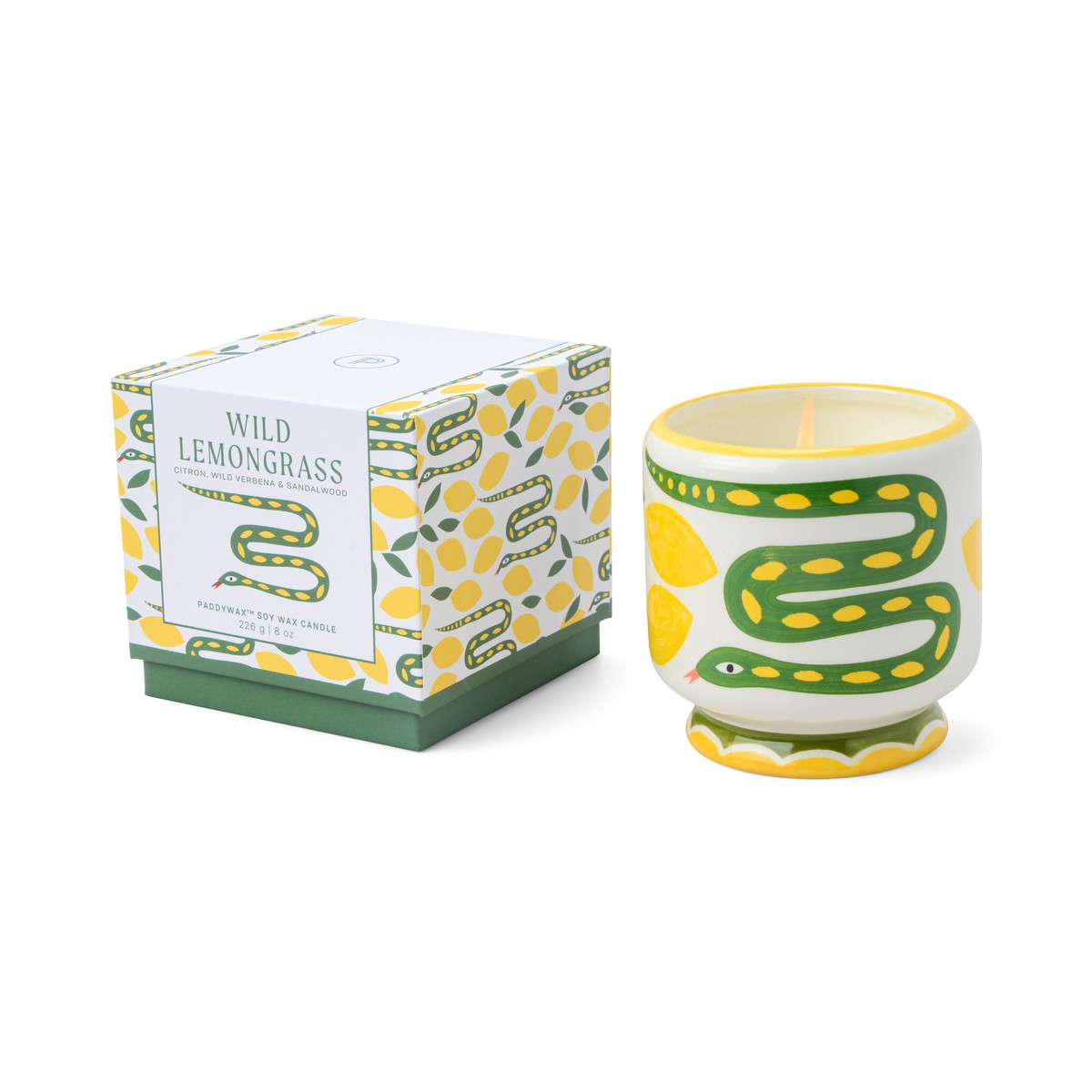A dopo Κεραμικό κερί σόγιας, Wild Lemongrass 226gr Snake - Paddywax
