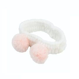 Λευκή Fluffy Κορδέλα μαλλιών με πομ-πομ 24*8.6cm, Pom Pom – By Upper Canada