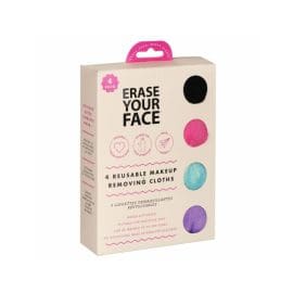 4 Επαναχρησιμοποιήσιμα, eco πανάκια ντεμακιγιάζ 19*14cm, Erase Your Face – By Upper Canada