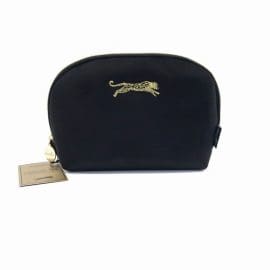 Μαύρο μεγάλο βελούδινο οβάλ τσαντάκι Leopard Beauty Bag 7x23x18cm – By Upper Canada
