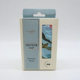 Αδιάβροχο εμπριμέ-σιέλ σκουφάκι για το ντουζ, Botanical Palm Blue – By Upper Canada