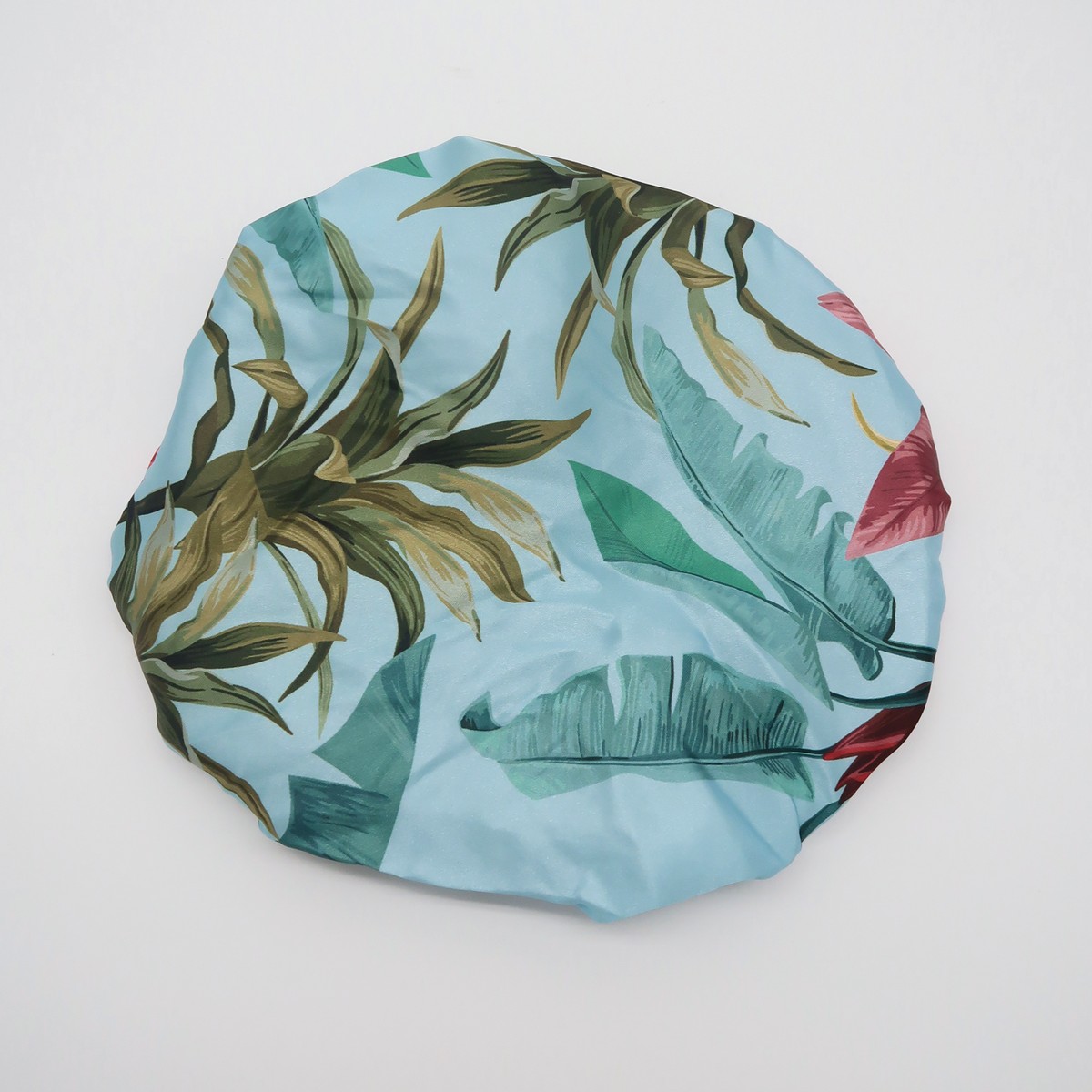 Αδιάβροχο εμπριμέ-σιέλ σκουφάκι για το ντουζ, Botanical Palm Blue - By Upper Canada - Image 2