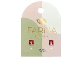 Υποαλλεργικά Σκουλαρίκια Κρύσταλλα Κόκκινα Τετράγωνα 4mm (BE15C06) Farma Bijoux