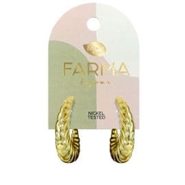 Υποαλλεργικά Σκουλαρίκια Κρίκοι Χρυσοί Ανάγλυφοι 30x25mm (BEWOW4) Farma Bijoux
