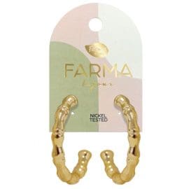 Υποαλλεργικά Σκουλαρίκια Χρυσοί Κρίκοι Bambu 38mm (BEWOW8) Farma Bijoux