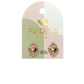 Υποαλλεργικά Σκουλαρίκια Χρυσές Σκαλισμένες Καρδιές 14mm (BEG014) Farma Bijoux