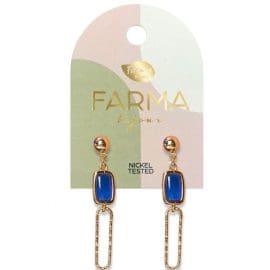 Υποαλλεργικά Σκουλαρίκια Κρεμαστός Μπλε Χαλαζίας 45mm (BEPG25) Farma Bijoux