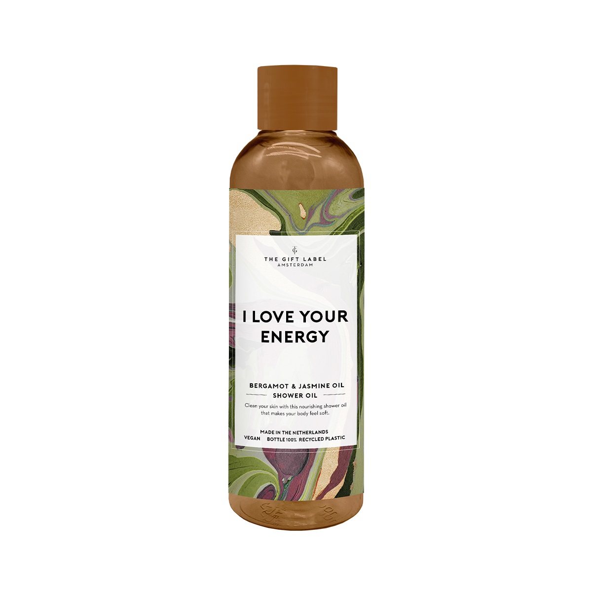 Vegan Shower Oil 200ml, I love your energy - The Gift Label
