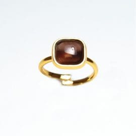 Υποαλλεργικό Δαχτυλίδι με Χάντρα Καφέ Χαλαζία (BEANQ13) Farma Bijoux