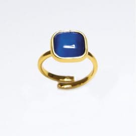 Υποαλλεργικό Δαχτυλίδι με Χάντρα Μπλε Χαλαζία (BEANQ19) Farma Bijoux