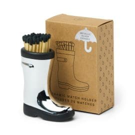 25 Σπίρτα ασφαλείας σε Silver Chrome κεραμική Wellington μπότα 13cm – Paddywax