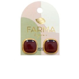 Υποαλλεργικά Σκουλαρίκια Καφέ Χαλαζίας 16mm (BEG016) Farma Bijoux