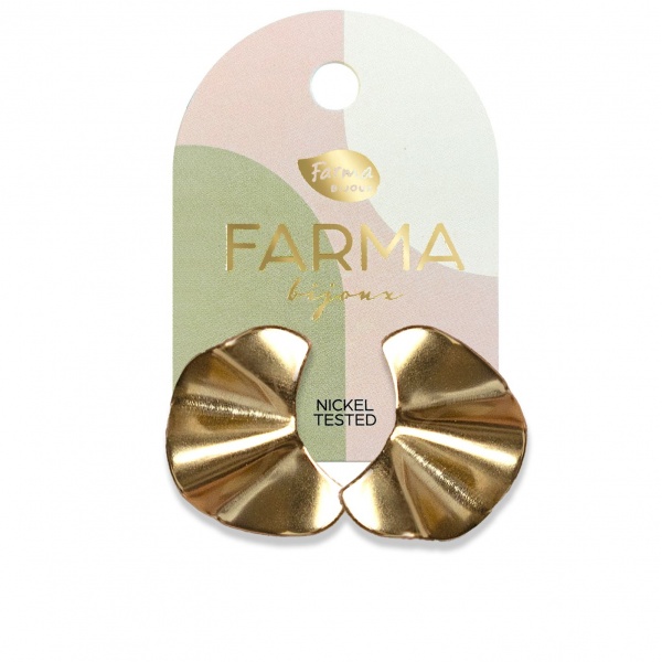 Υποαλλεργικά Σκουλαρίκια Βεντάλια Χρυσά 23x13mm (BEG015) Farma Bijoux