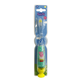 Peppa Pig Kids Toothbrush κίτρινη| Παιδική Οδοντόβουρτσα με Φωτάκι και βεντούζα για 2+ Ετών 1τμχ