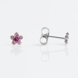 Σκουλαρίκια Τρυπήματος Λουλούδια Ροζ Κέντρο Studex