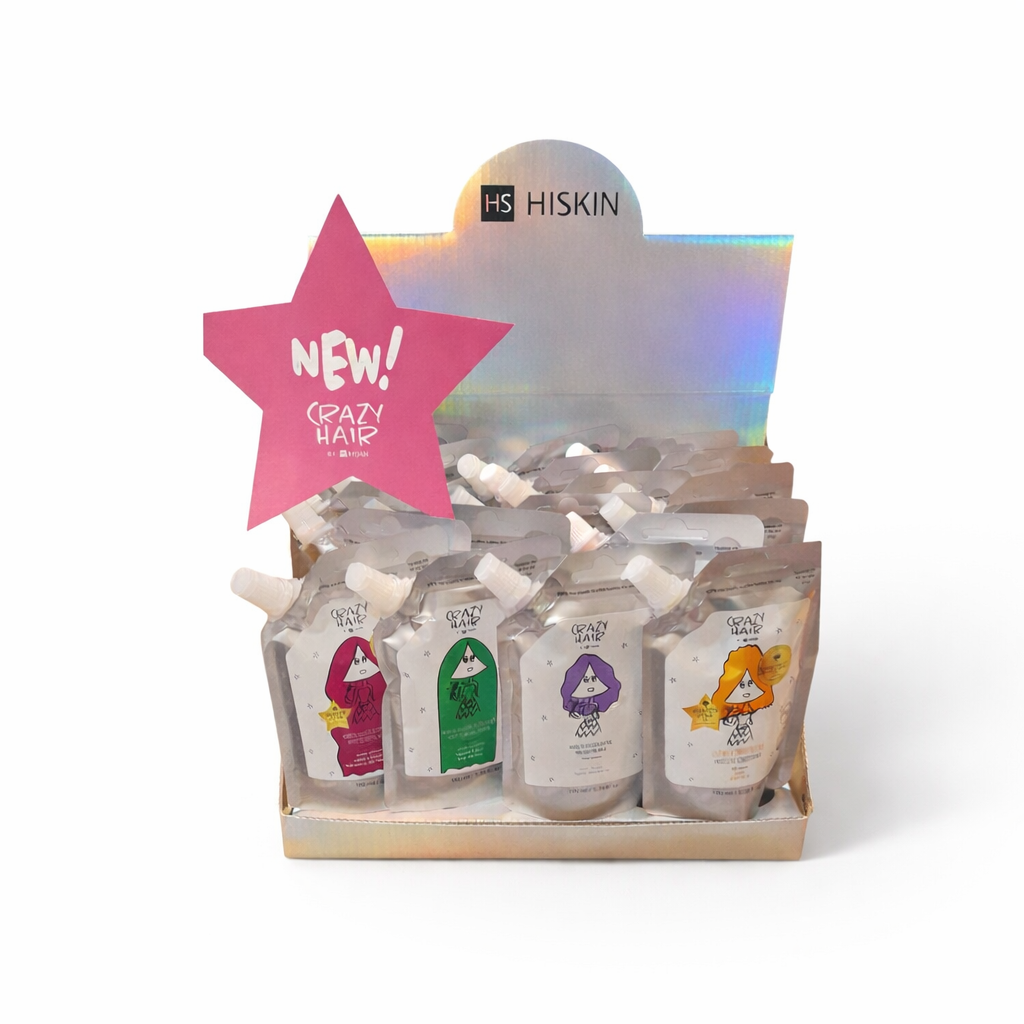 Πρόταση Τοποθέτησης Travel Size 100 ml Hiskin Crazy Hair σε Stand Πάγκου