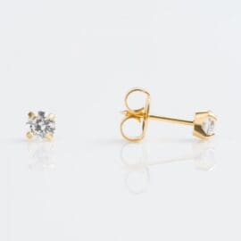 Σκουλαρίκια Τρυπήματος Ζιργκόν Με Χρυσή Βάση 4mm Studex