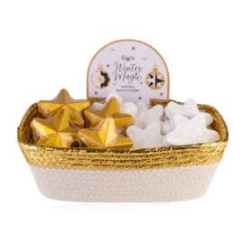 Bath fizzer Vanilla 50gr σε σχήμα snowflake &amp; star σε καλάθι, Winter Magic – Accentra