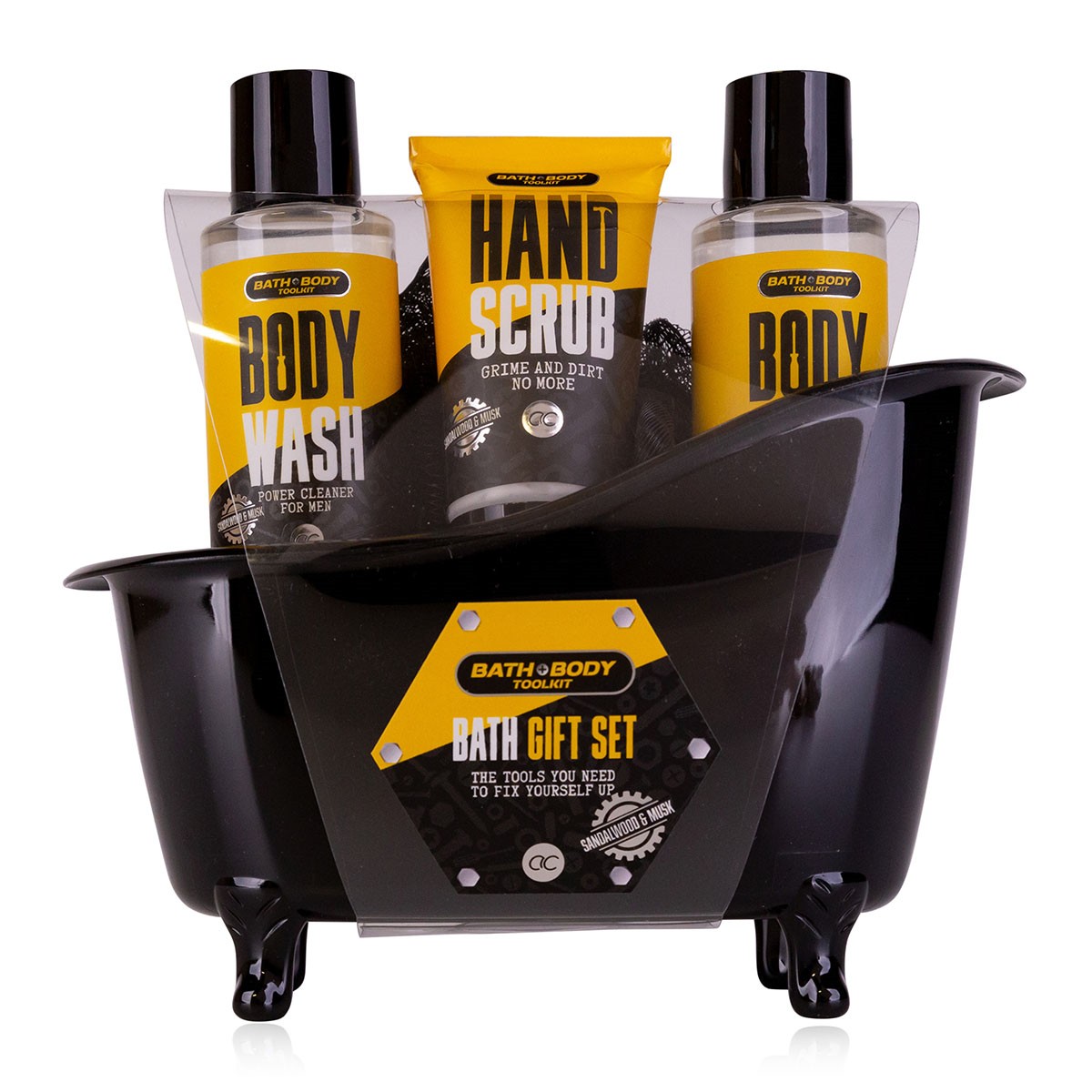 Ανδρικό σετ σε μπανιέρα με 2 αφρόλουτρα*100ml, σφουγγάρι & scrub, Bath & Body - Accentra