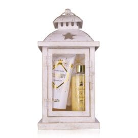 Γιορτινό Bath set σε μεταλλικό φαναράκι με αφρόλουτρο 100ml, 20γρ σφουγγάρι &amp; λοσιόν σώματος 100ml