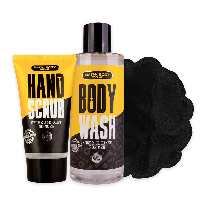 Ανδρικό Bath set σε τσάντα - θερμός με σφουγγάρι, 200ml αφρόλουτρο, 50ml scrub χεριών - Accentra - Image 2