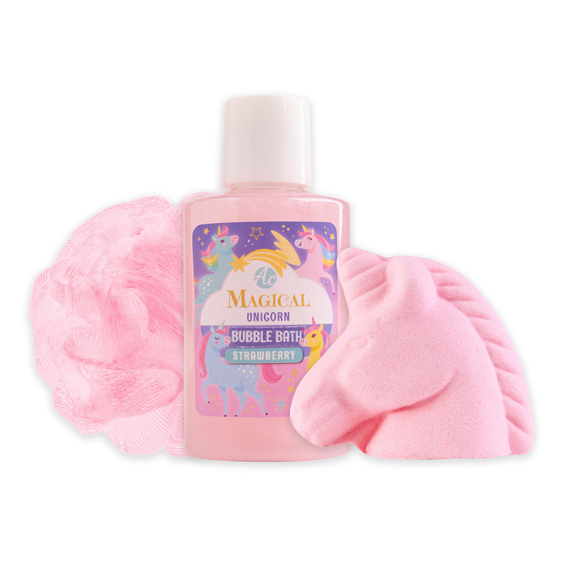 Bath set σε βαλιτσάκι με 100ml αφρόλουτρο, 100g bath fizzer & σφουγγάρι, Magical Unicorn - Accentra - Image 2