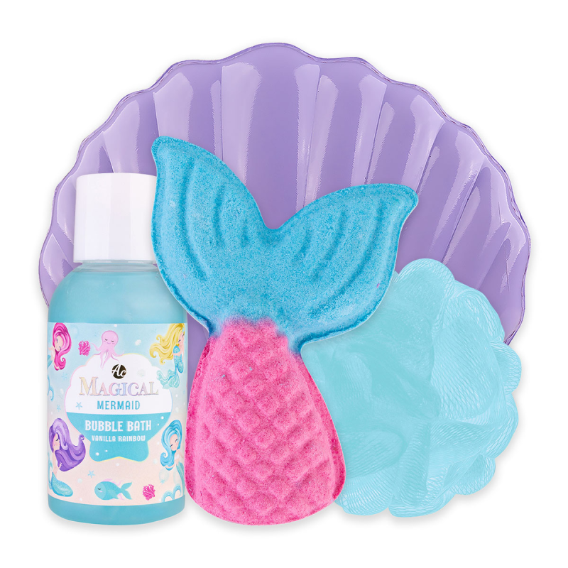 Gift set σε νεσεσέρ με 100ml αφρόλουτρο, σφουγγάρι, 110g bath fizzer, Unicorn & Mermaid - Accentra - Image 2