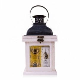 Γιορτινό Bath set σε ξύλινο φαναράκι με αφρόλουτρο 100ml, 20γρ σφουγγάρι &amp; λοσιόν σώματος 100ml